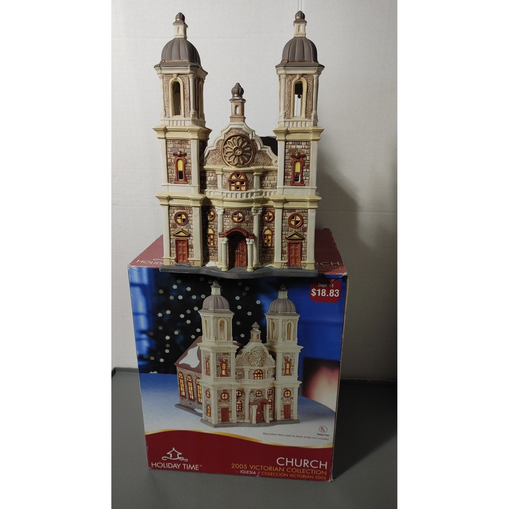 Holiday Time Church 2005 Victorian Collection Multicolor Good Lighted Village